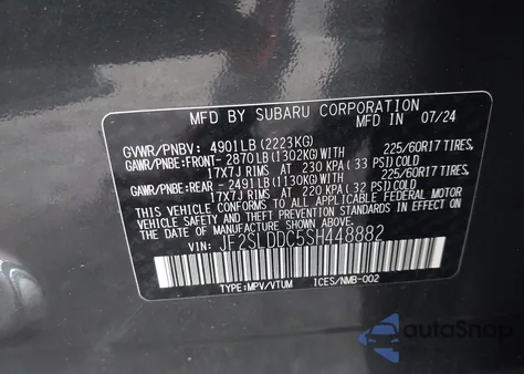 2025 Subaru Forester Premium from USA, damaged, VIN JF2SLDDC5SH448882